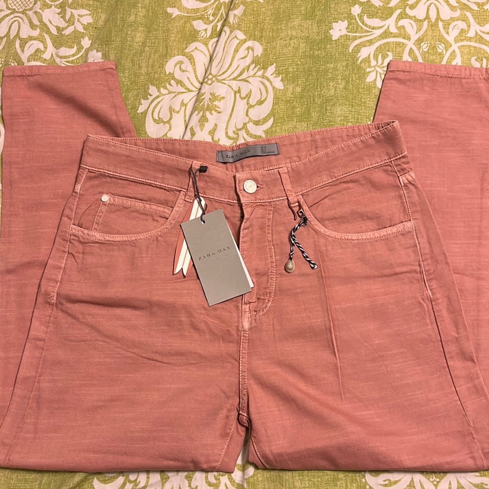 Zara Man pants vintage surf collection. Carrot style. Coral. EUR 40-USA 31